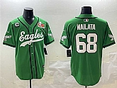 Men's Philadelphia Eagles #68 Jordan Mailata Green 2025 Super Bowl LIX And 3-Star C Patch Stitched Baseball Jersey,baseball caps,new era cap wholesale,wholesale hats